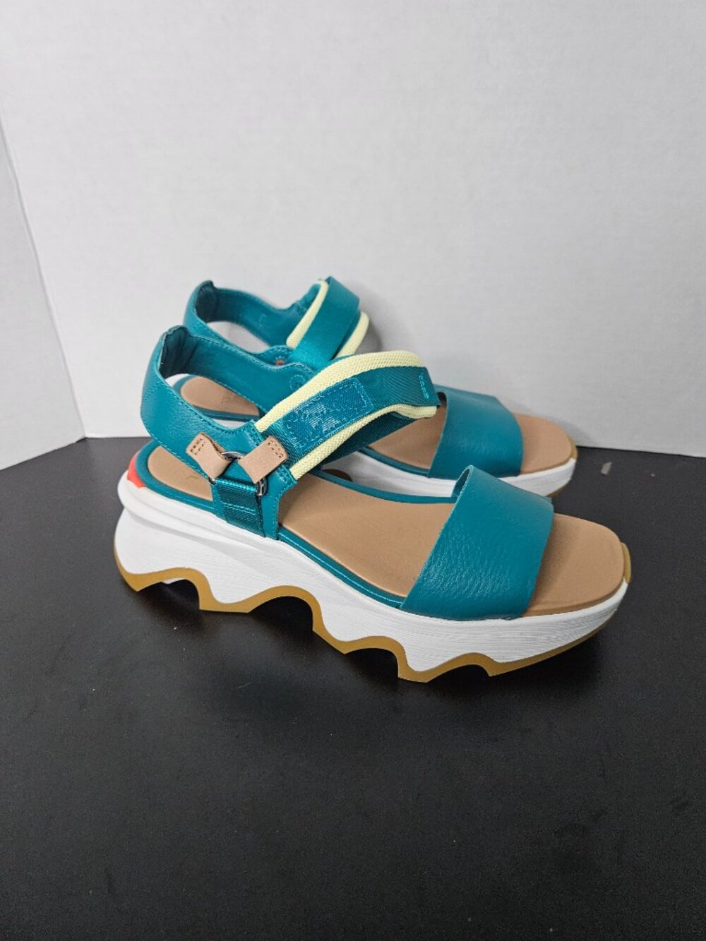 Sorel Kinetic Impact Y-Strap High Sandals Women's 8 Teal Platform Sport - Picture 5 of 6